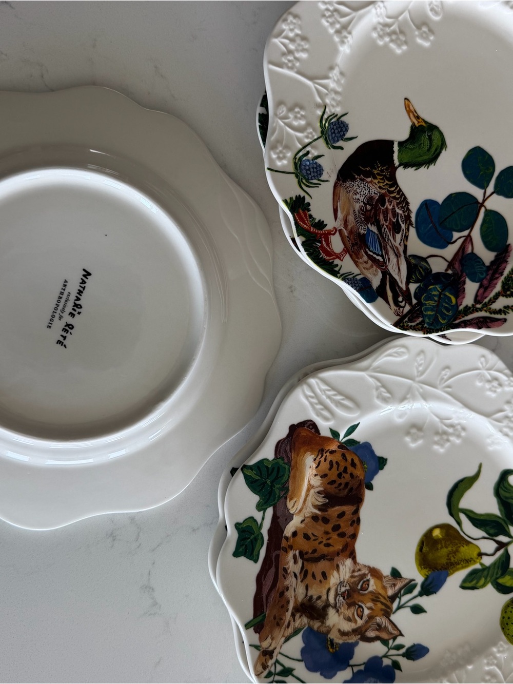 Anthropologie Nathalie Lete Marais Duck & Lynx Stoneware Salad Plates (Set of 6) - Picture 2 of 2